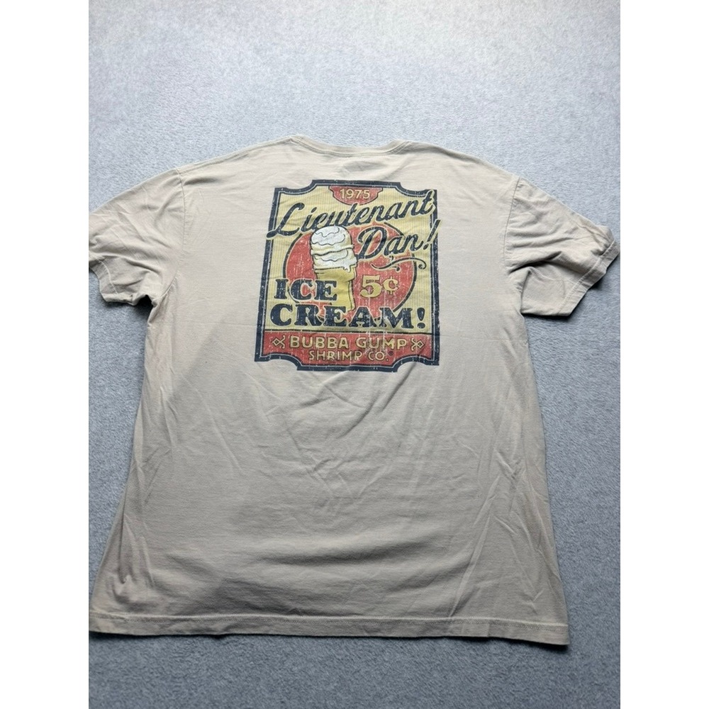 Bubba Gump Shrimp Co Mens XL Tan Lieutenant Dan Ice Cream Graphic T-Shirt Movie